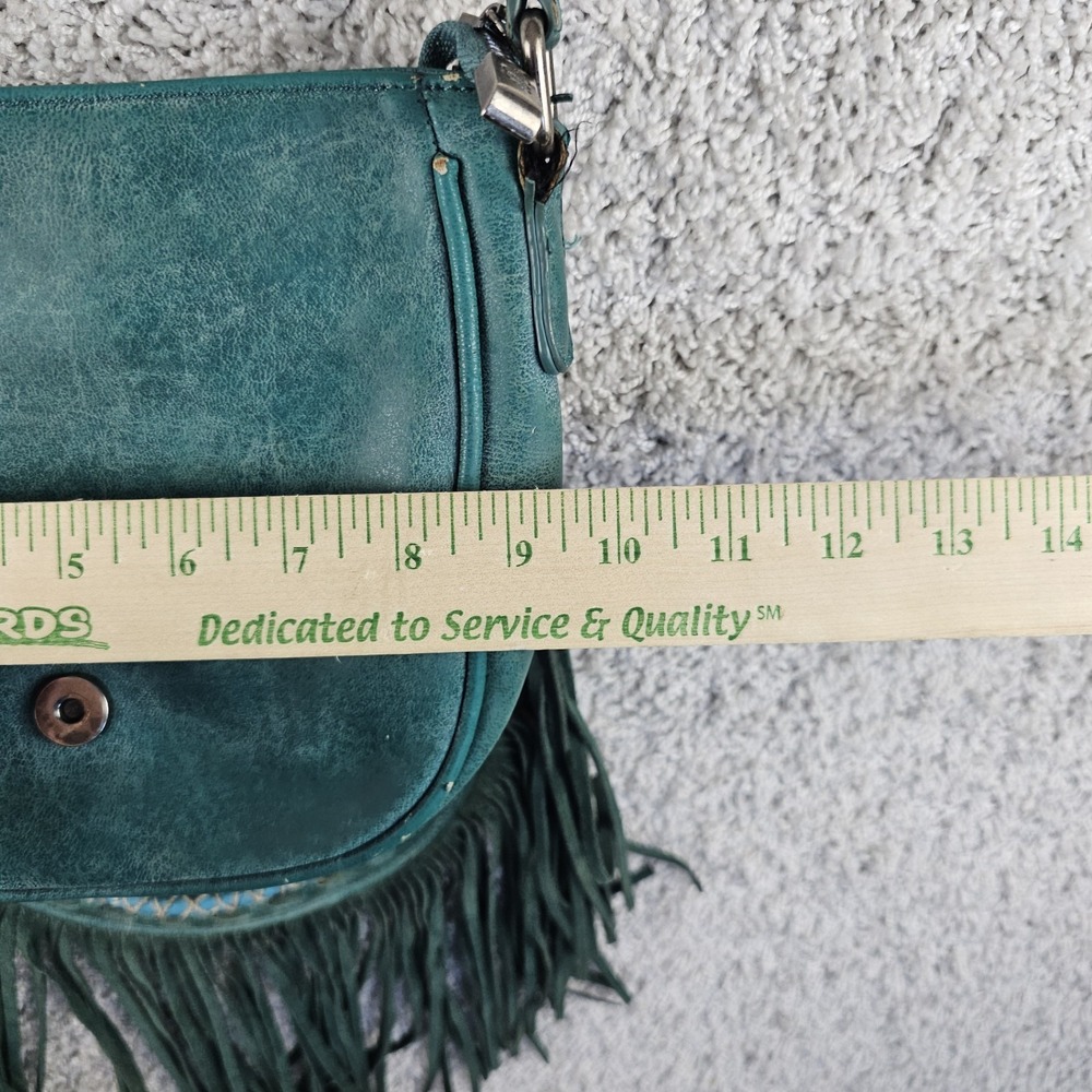 Wrangler Turquoise Fringe Crossbody Messenger Bag Floral Southwest Whipstitch - Picture 7 of 15